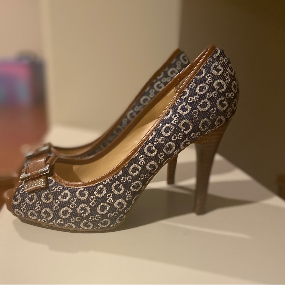 3-4 inch denim guess heels